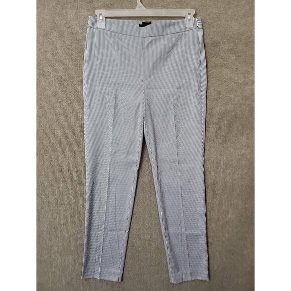 Talbots Chatham Ankle Dress Pants Womens 6 Blue White Textured Stripe Side Zip - Picture 1 of 7